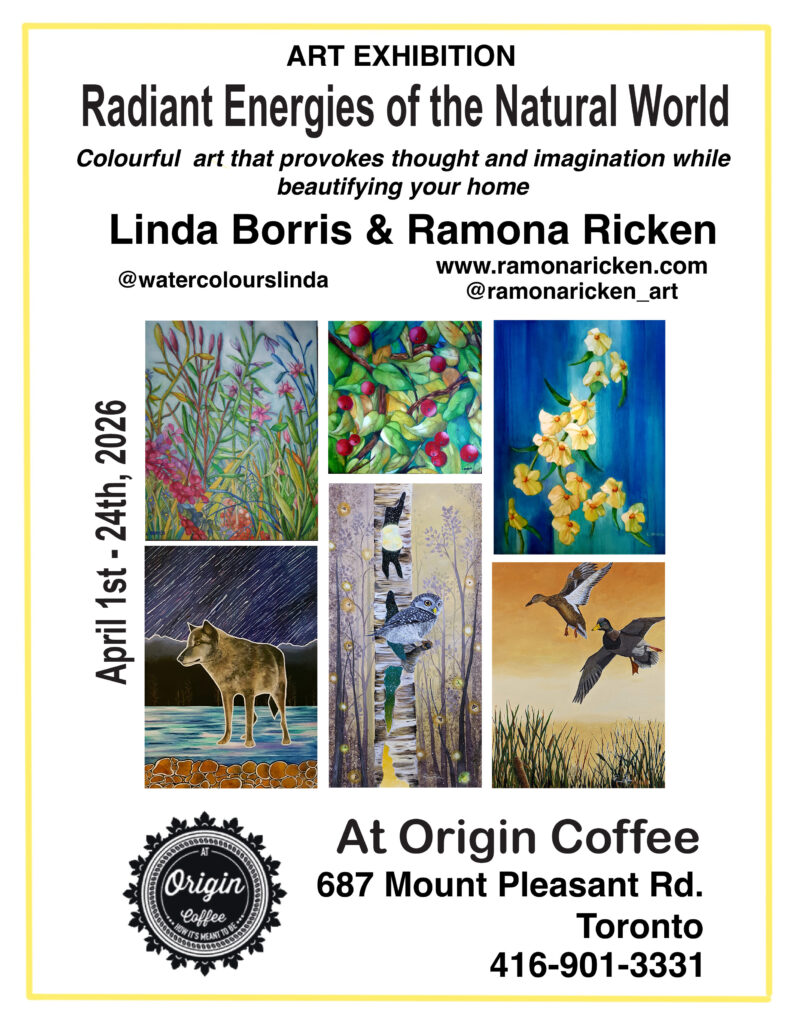 Radiant Energies of the Natural World — exhibition artwork by Linda Borris and Ramona Ricken, At Origin Coffee gallery, Toronto, April 2026