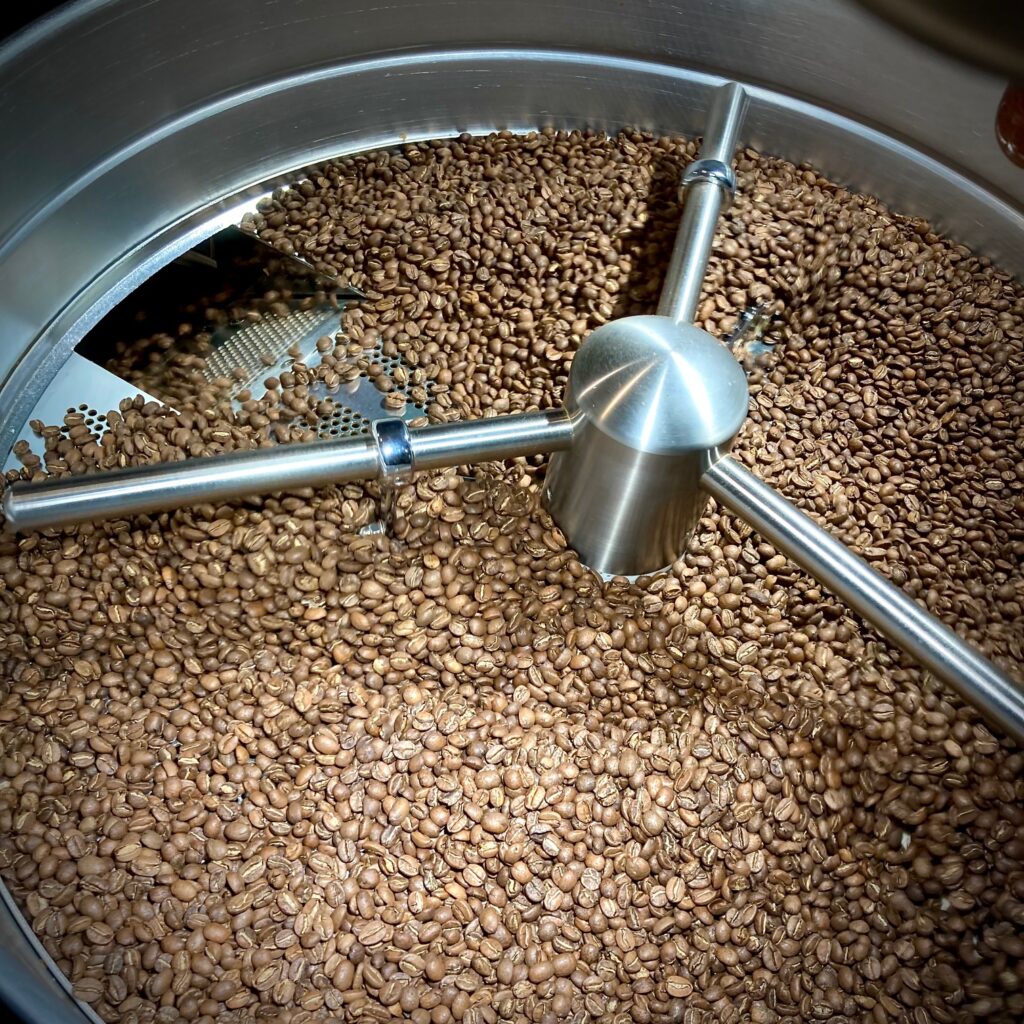 Coffee being freshly roasted at At Origin specialty coffee shop, Mount Pleasant Road, Toronto